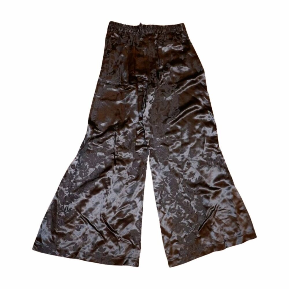 Johnny Was Sophia Black Floral Wide-Leg Pants, Small Nwt